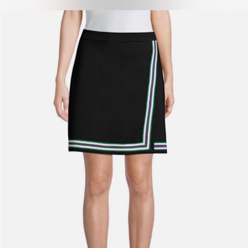 Black Sandro Paris Skirt Elodie Striped Crossover Noir Sz 2 Medium